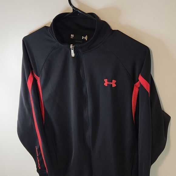 Under Armour Full Zip Track Jacket Men's Sz Medium Loose Black/Red EUC NICE! - Picture 4 of 9
